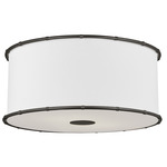 Aldric Ceiling Flush Light - Aged Iron / White Linen