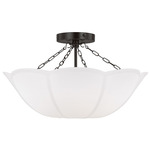 Stassi Semi Flush Ceiling Light - Aged Iron / White Linen