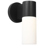 Focal Outdoor Wall Light - Textured Black / White Opal Etched