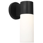 Focal Outdoor Wall Light - Textured Black / White Opal Etched