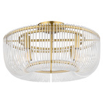 Pierce Ceiling Flush Light - Burnished Brass / Clear