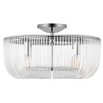 Pierce Ceiling Flush Light - Polished Nickel / Clear