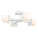 Nodes Semi Flush Ceiling Light - Matte White / Milk