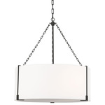 Bergen Pendant - Aged Iron / White Linen