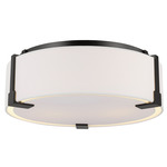Bergen Ceiling Flush Light - Aged Iron / White Linen