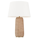 Dumar Tall Table Lamp - Rattan / White Linen