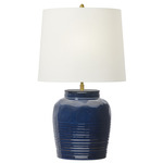 Selena Table Lamp - Mix Blue Brown / White Linen