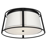 Cortes Ceiling Flush Light - Midnight Black / White Linen