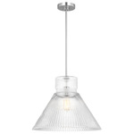 Liouet Cone Pendant - Brushed Nickel / Clear Ribbed