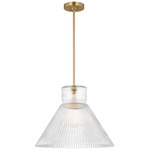 Liouet Cone Pendant - Satin Brass / Clear Ribbed