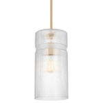 Liouet Pendant - Satin Brass / Clear Ribbed