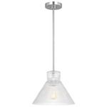 Liouet Cone Pendant - Brushed Nickel / Clear Ribbed