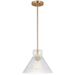 Liouet Cone Pendant - Satin Brass / Clear Ribbed