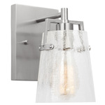 Crofton Wall Sconce - Brushed Steel / Clear Crackle