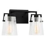 Crofton Bathroom Vanity Light - Midnight Black / Clear Crackle