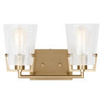 Crofton Bathroom Vanity Light - Satin Brass / Clear Crackle