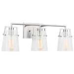 Crofton Bathroom Vanity Light - Brushed Steel / Clear Crackle