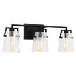 Crofton Bathroom Vanity Light - Midnight Black / Clear Crackle