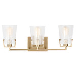 Crofton Bathroom Vanity Light - Satin Brass / Clear Crackle
