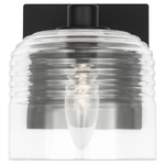 Lochdale Wall Sconce - Midnight Black / Clear Ribbed