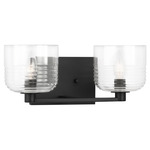 Lochdale Bathroom Vanity Light - Midnight Black / Clear Ribbed