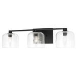 Lochdale Bathroom Vanity Light - Midnight Black / Clear Ribbed