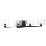 Lochdale Bathroom Vanity Light - Midnight Black / Clear Ribbed