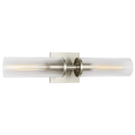 Sarita Bathroom Vanity Light - Brushed Nickel / Clear Ribbed