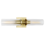 Sarita Bathroom Vanity Light - Satin Brass / Clear Ribbed
