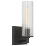 Sarita Wall Sconce - Midnight Black / Clear Ribbed