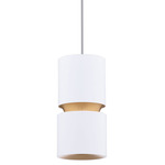 Pedistal Color-Select Pendant - White / Aged Brass