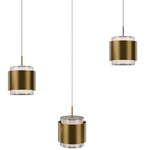 Banded Linear Color-Select Multi-Light Pendant - Aged Brass / White