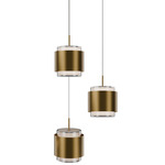 Banded Round Color-Select Multi-Light Pendant - Aged Brass / White