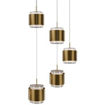 Banded Round Color-Select Multi-Light Pendant - Aged Brass / White