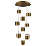 Banded Round Color-Select Multi-Light Pendant - Aged Brass / White