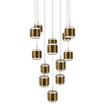 Banded Square Color-Select Multi-Light Pendant - Aged Brass / White