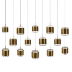 Banded Linear Color-Select Multi-Light Pendant - Aged Brass / White