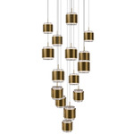 Banded Round Color-Select Multi-Light Pendant - Aged Brass / White