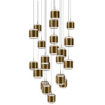 Banded Round Color-Select Multi-Light Pendant - Aged Brass / White