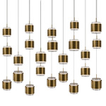 Banded Linear Color-Select Multi-Light Pendant - Aged Brass / White