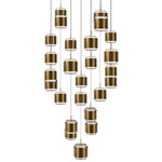 Banded Square Color-Select Multi-Light Pendant - Aged Brass / White