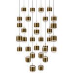 Banded Square Color-Select Multi-Light Pendant - Aged Brass / White