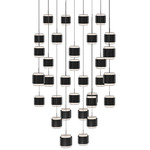 Banded Square Color-Select Multi-Light Pendant - Black / White