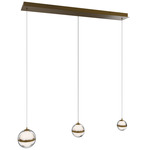 Cyllindra Linear Color-Select Multi-Light Pendant - Aged Brass / Clear / White