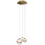 Cyllindra Round Color-Select Multi-Light Pendant - Aged Brass / Clear / White