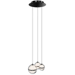 Cyllindra Round Color-Select Multi-Light Pendant - Black Chrome / Clear / White
