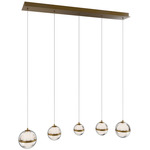 Cyllindra Linear Color-Select Multi-Light Pendant - Aged Brass / Clear / White