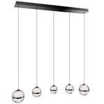 Cyllindra Linear Color-Select Multi-Light Pendant - Black Chrome / Clear / White