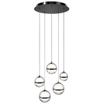 Cyllindra Round Color-Select Multi-Light Pendant - Black Chrome / Clear / White