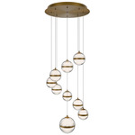 Cyllindra Round Color-Select Multi-Light Pendant - Aged Brass / Clear / White